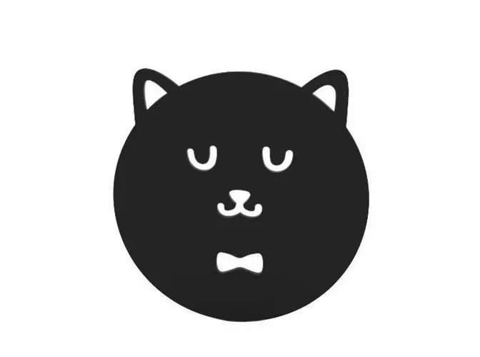 Coaster cat with bow tie 3D print model_0