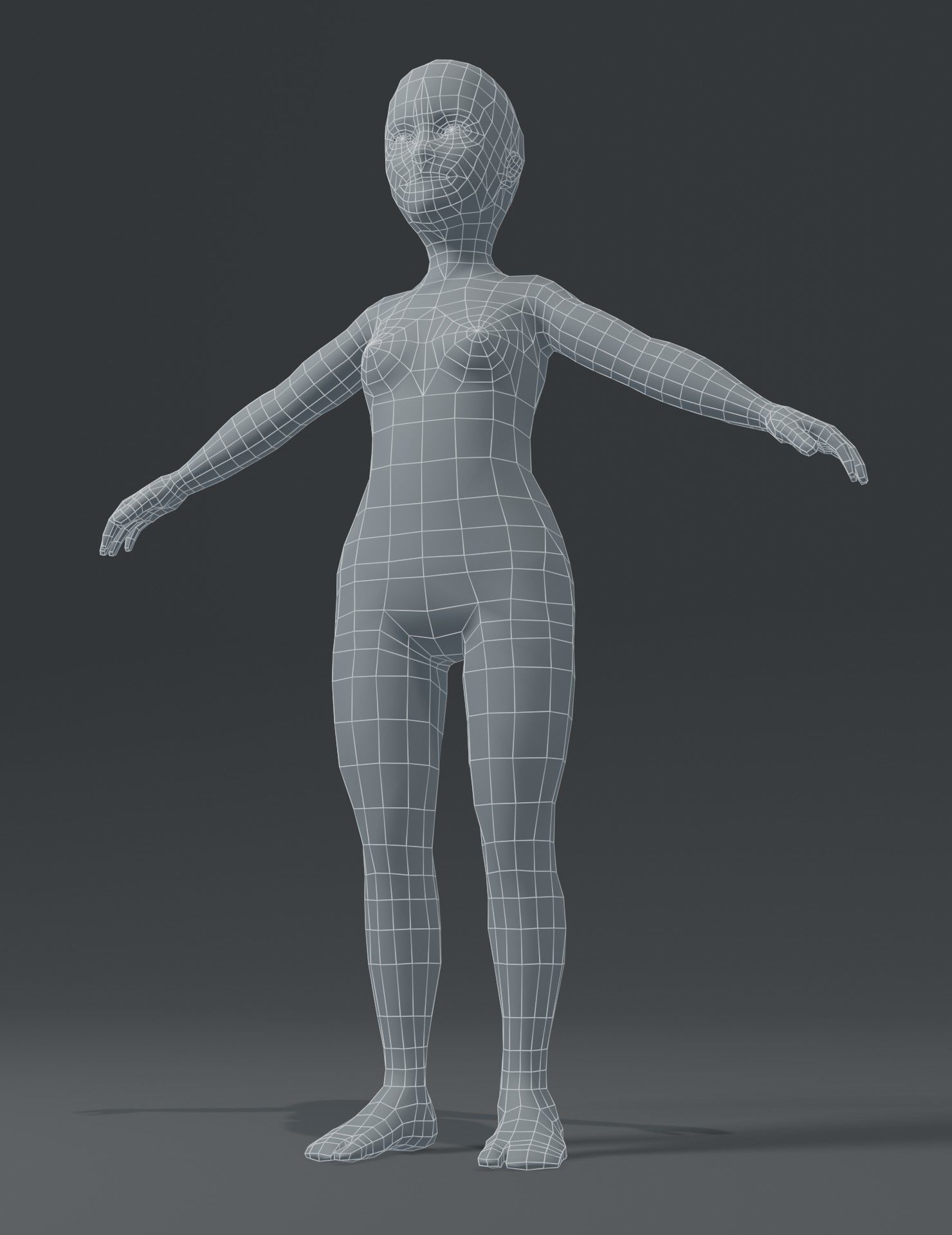 Girl Kid Child Body Base Mesh 3D Model Low-poly 3D model_6
