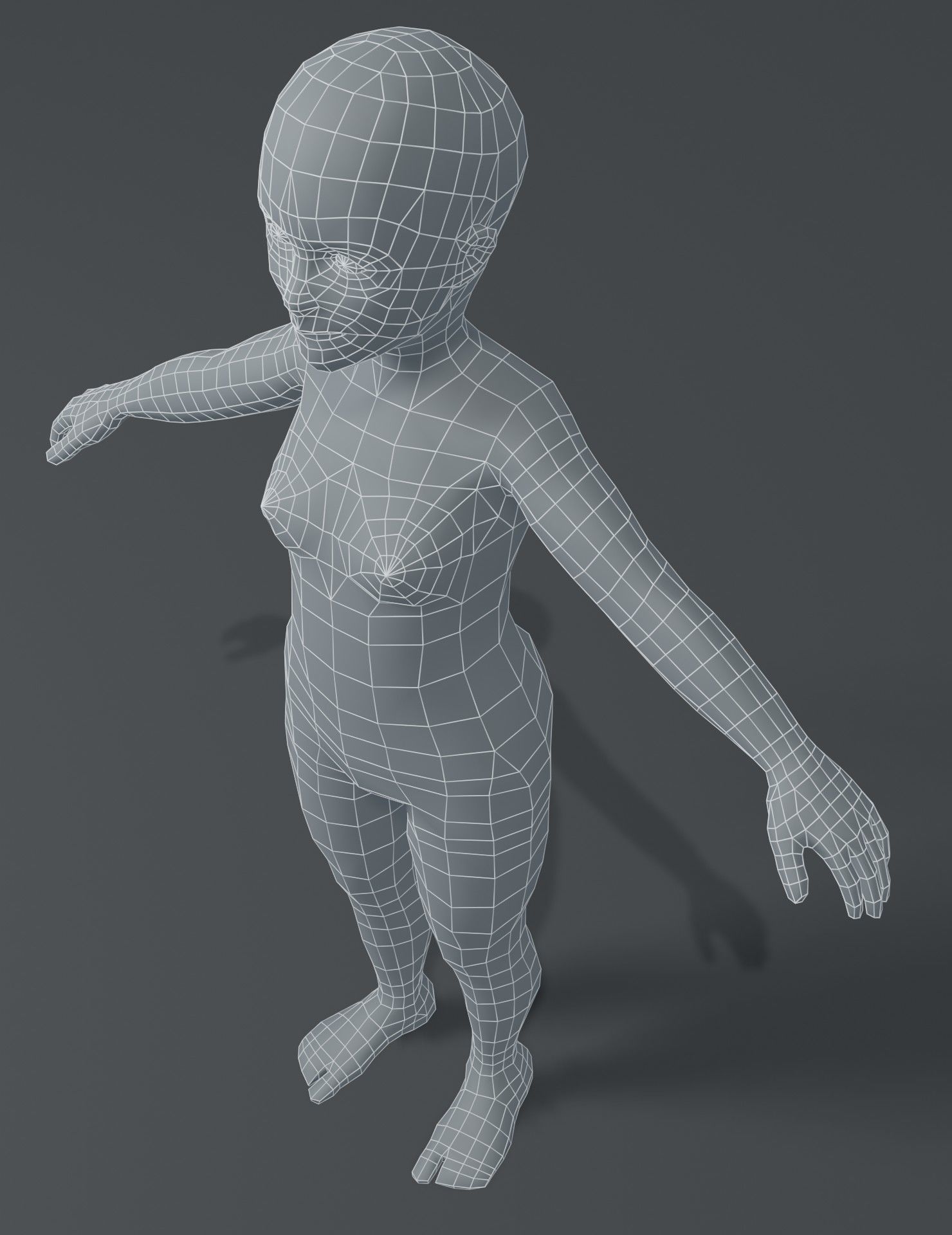 Girl Kid Child Body Base Mesh 3D Model Low-poly 3D model_7