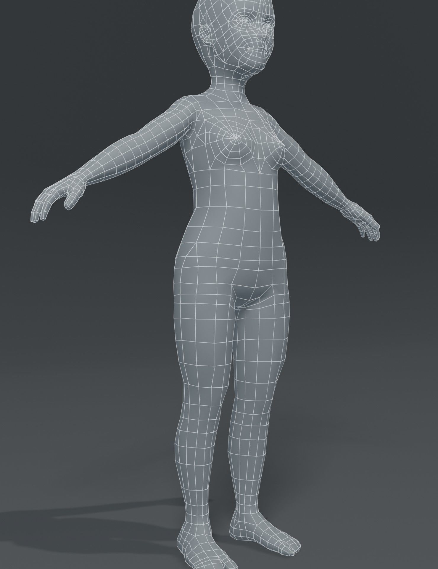 Girl Kid Child Body Base Mesh 3D Model Low-poly 3D model_15
