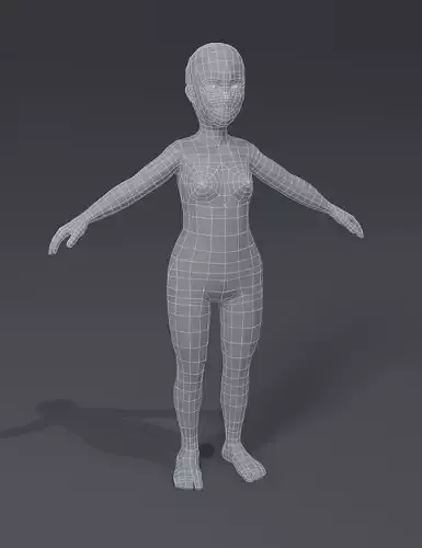 Girl Kid Child Body Base Mesh 3D Model Low-poly 3D model