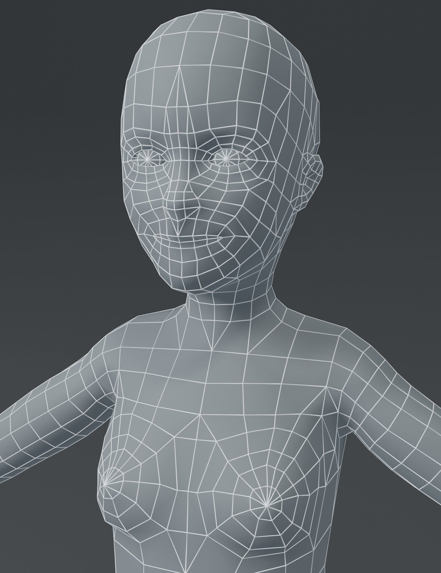 Girl Kid Child Body Base Mesh 3D Model Low-poly 3D model_3