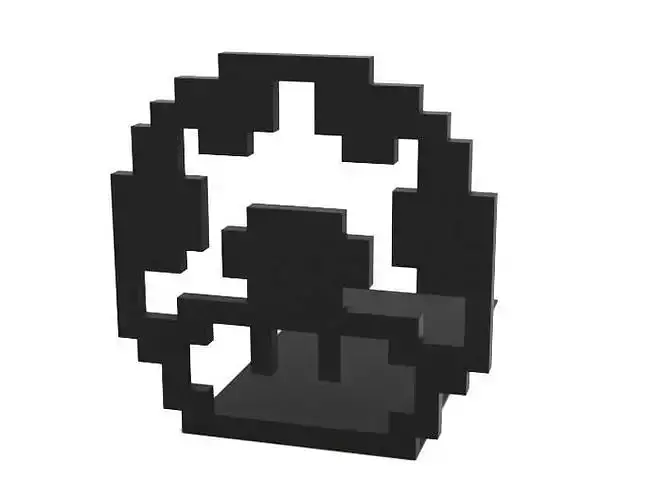 Bookend pixel mushroom book holder 3D print model