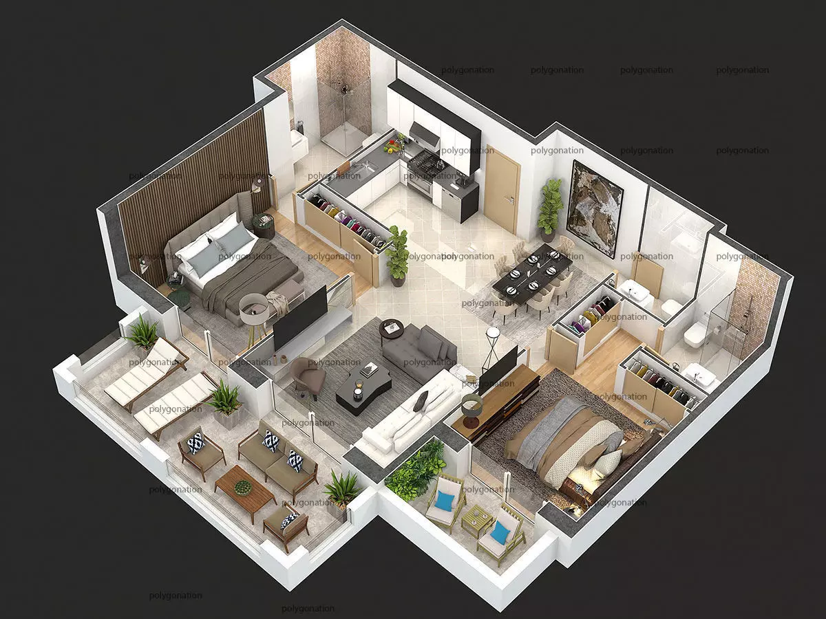 detailed floor plan 2020 3D model_0