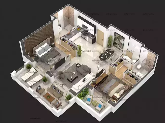 detailed floor plan 2020 3D model
