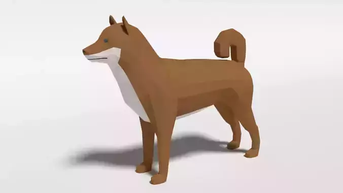 Low Poly Cartoon Shiba Inu Dog