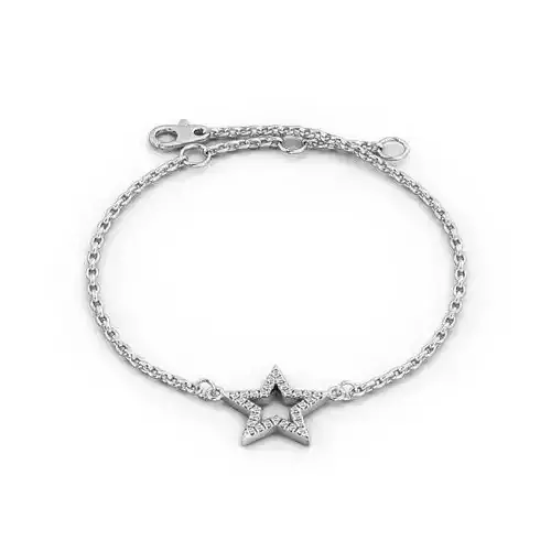 stl file silver star bracelet with diamonds