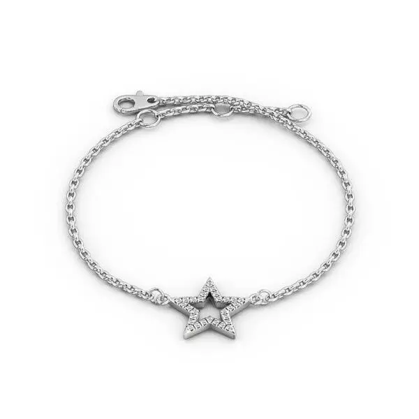 stl file silver star bracelet with diamonds 3D print model_0