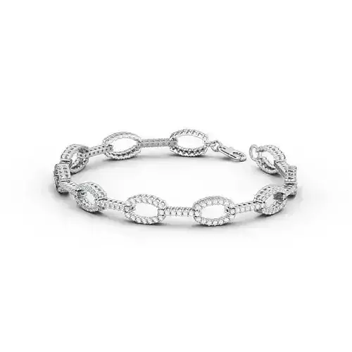 stl file link bracelet with diamonds in gold