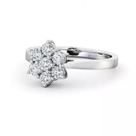 stl file diamond flower cluster ring gold 3D print model_0