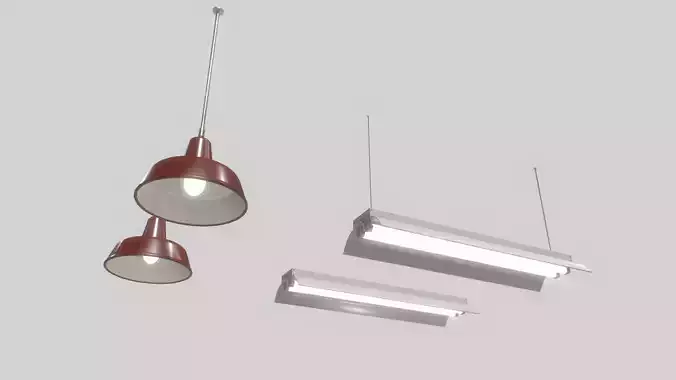 Industrial lights 2 Low-poly 3D model
