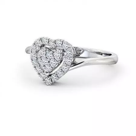 stl file heart shaped diamond engagement ring 3D print model_0