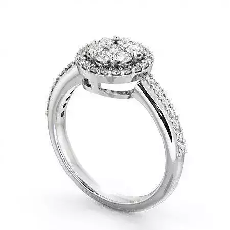 stl file engagement ring with diamonds in center