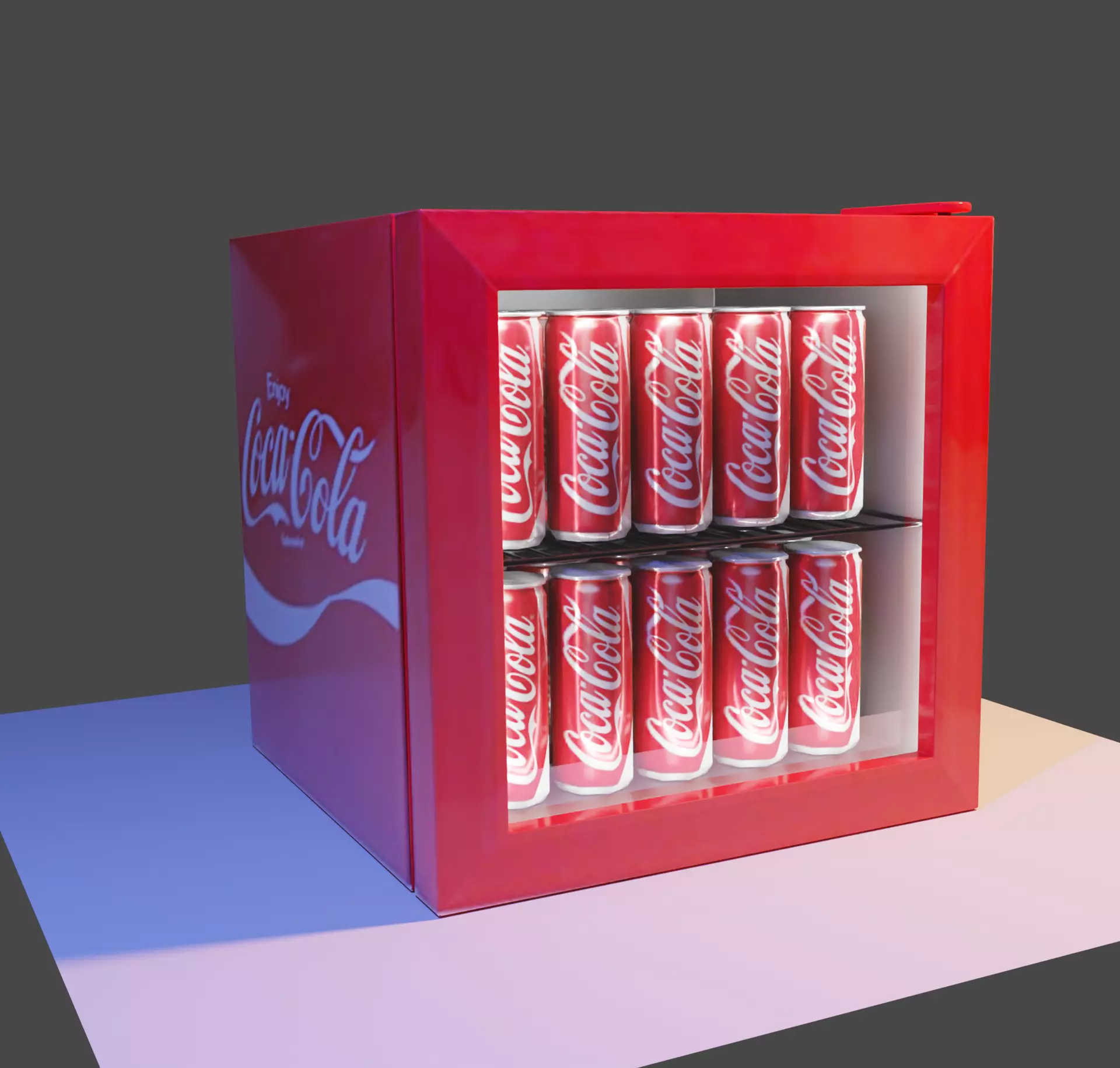 Coca-cola Mini Fridge Low-poly 3D model_0