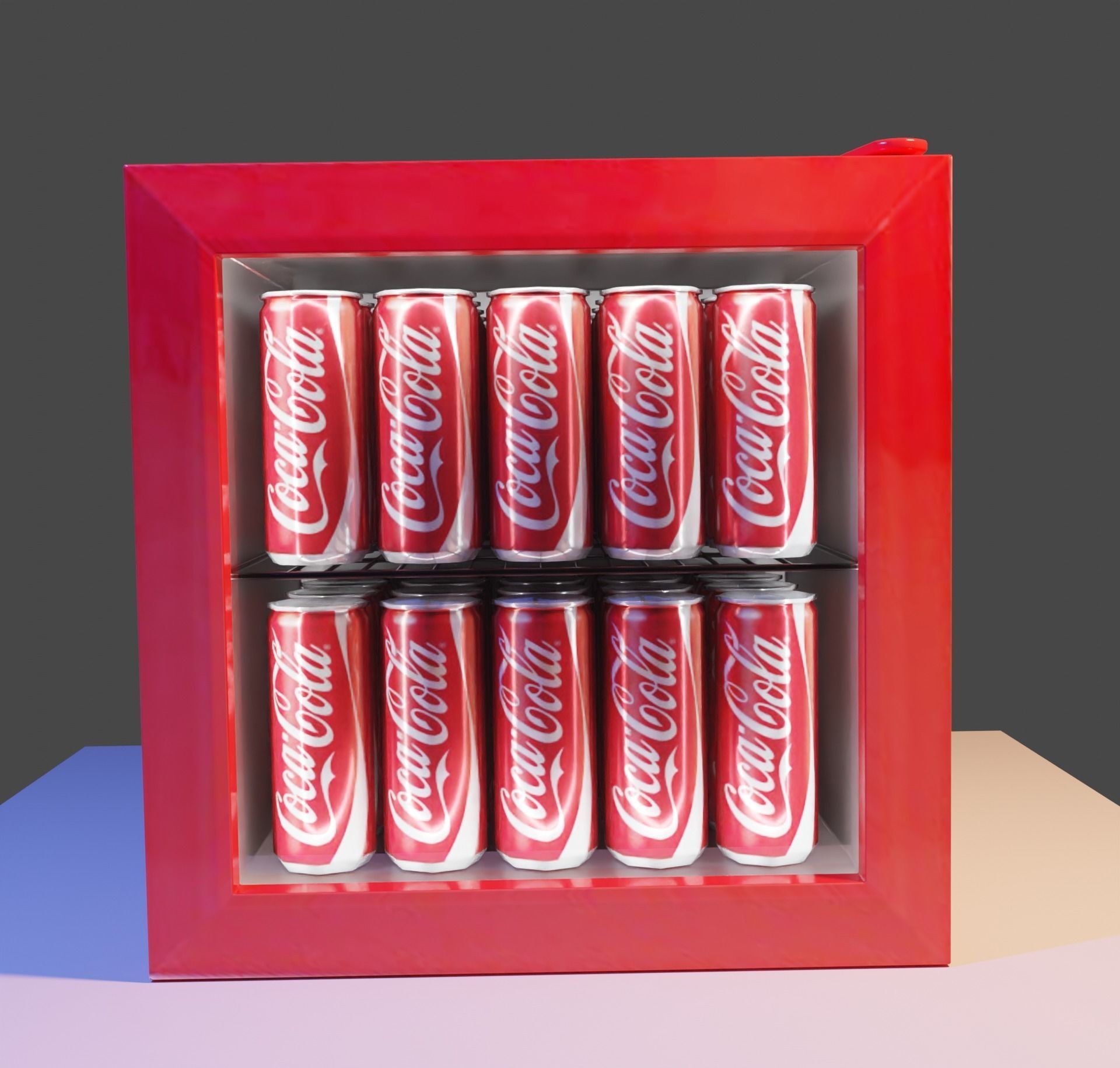 Coca-cola Mini Fridge Low-poly 3D model_2
