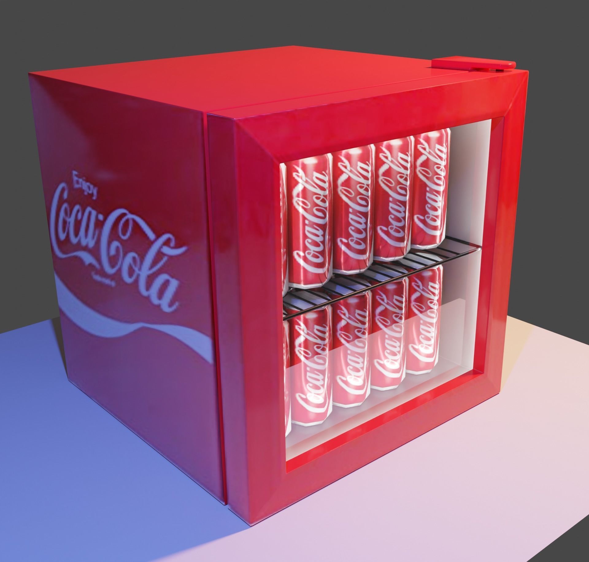 Coca-cola Mini Fridge Low-poly 3D model_1