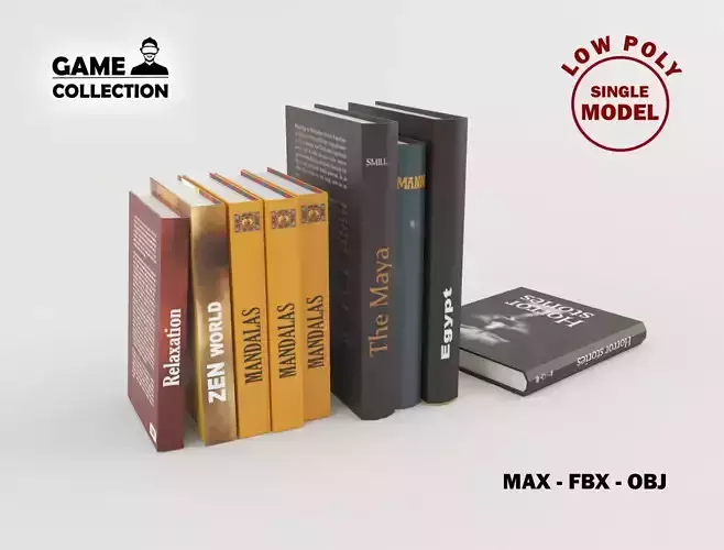 Books 1 Lowpoly bookshelf with bookends