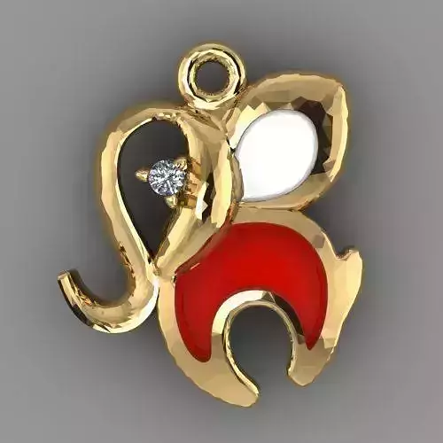 baby elephant pendant 3D print model