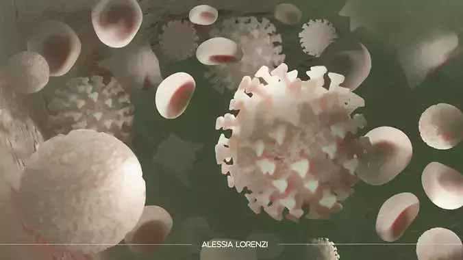 Coronavirus inside blood  the PROFESSIONAL BUNDLE bump version 3D model