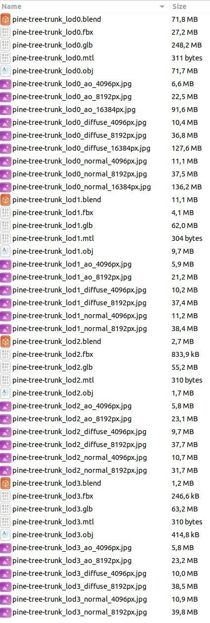 Pine Tree Trunk Low-poly 3D model_20