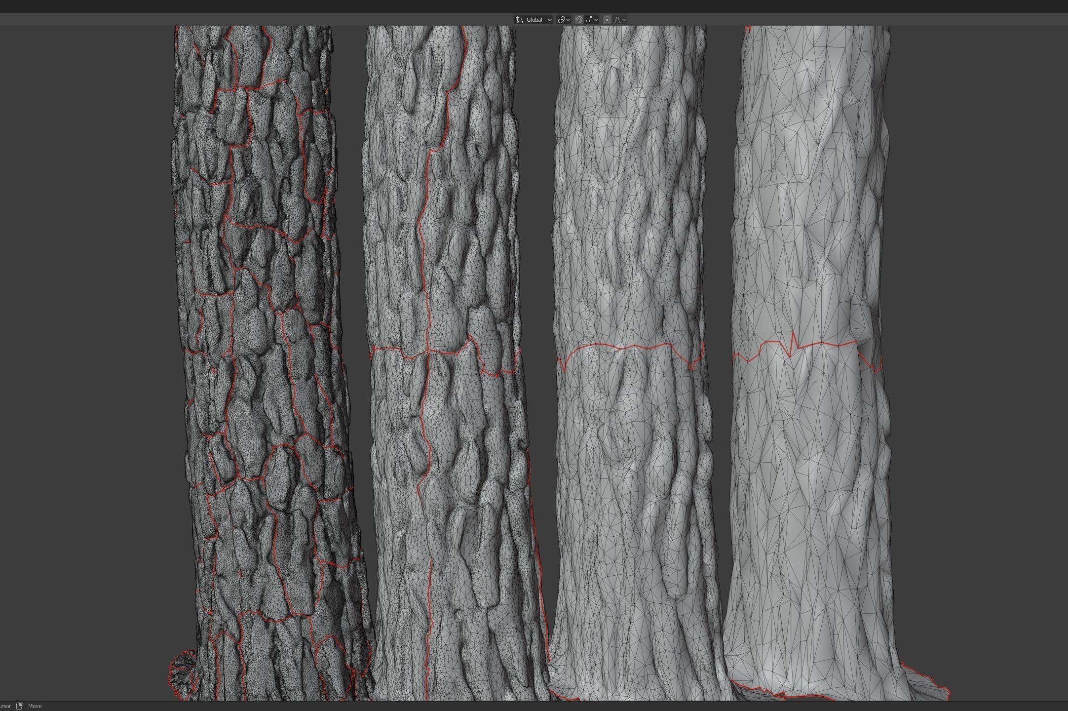 Pine Tree Trunk Low-poly 3D model_12