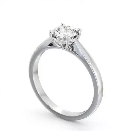 stl file engagement ring with princess cut diamond 3D print model_0