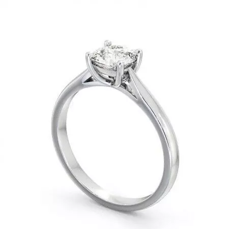 stl file engagement ring with princess cut diamond 3D print model_0