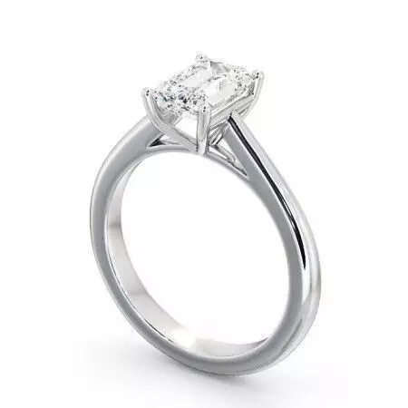 stl file emerald cut diamond solitaire engagement ring 3D print model_0