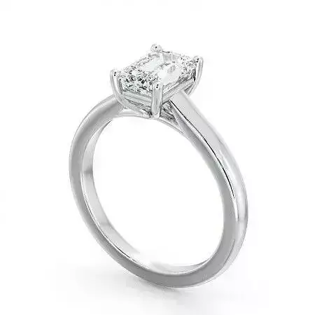 stl file emerald cut diamond engagement ring in platinum