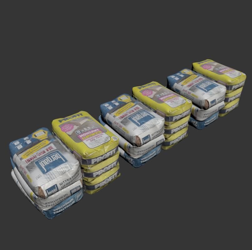Dry building mix Low-poly 3D model_6