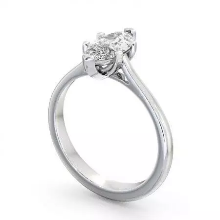 stl file engagement ring with marquise cut diamond 3D print model_0