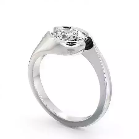 stl file solitaire engagement ring gold with marquise cut diamond