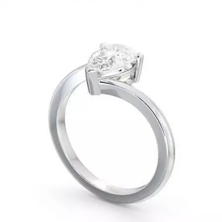stl file engagement ring with pear shaped diamond 3D print model_0