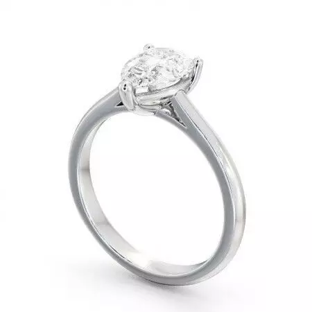 stl file engagement ring with pear shaped diamond 3D print model_0
