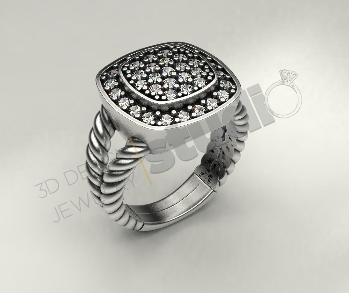 David Yurman Rope ring 3D print 3D print model_3