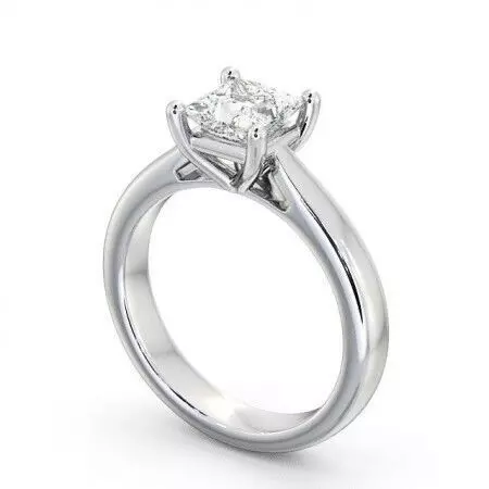 stl file engagement ring with princess cut diamond 3D print model_0
