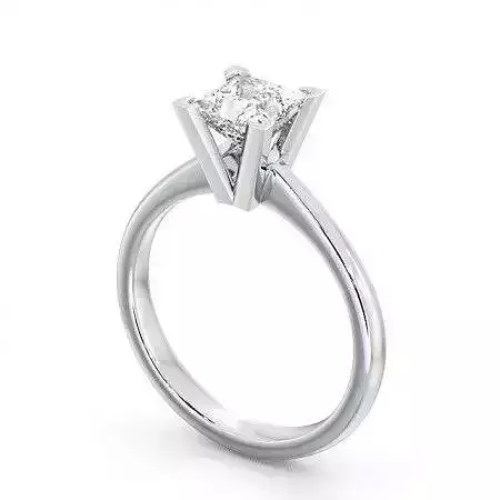 stl file engagement ring with princess cut diamond