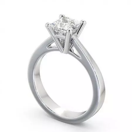 stl file engagement ring with princess cut diamond 3D print model_0