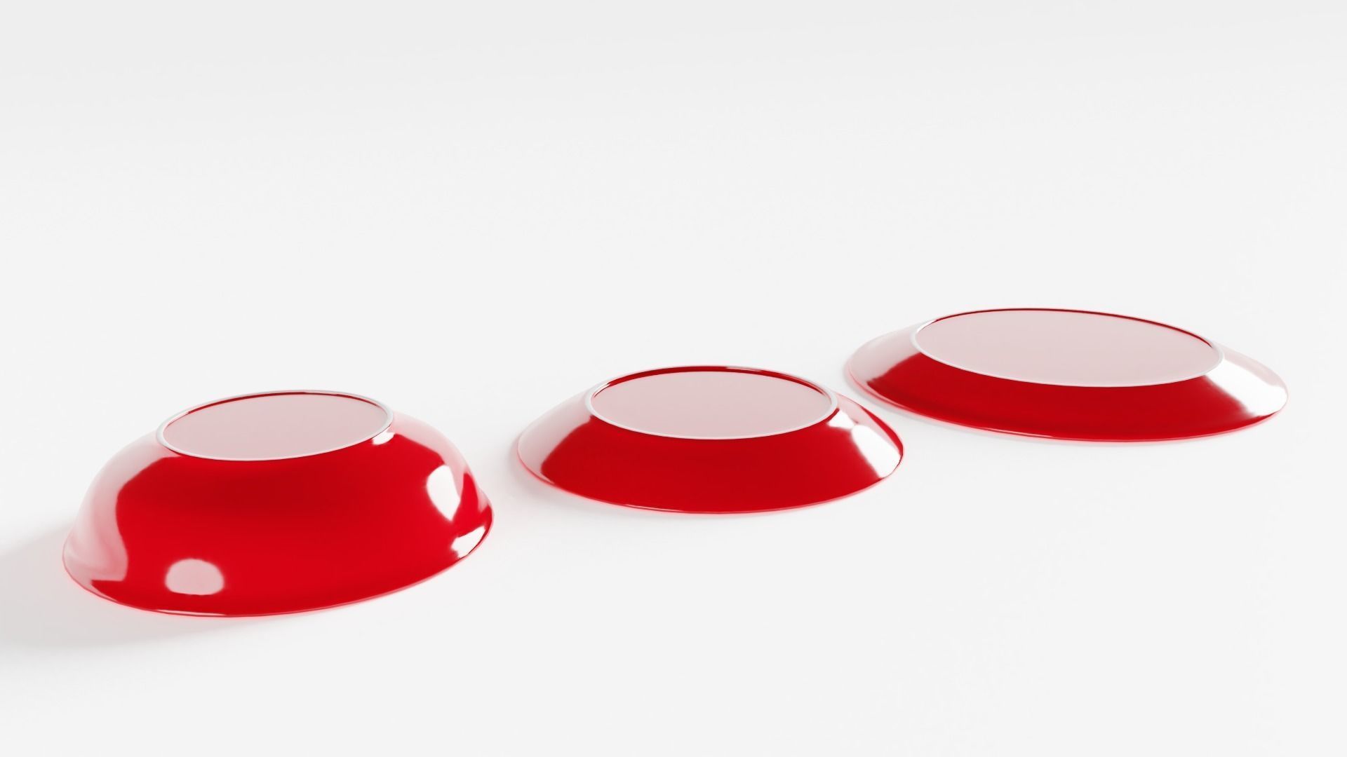Polka Dot Bowl and Plates 3D model_3