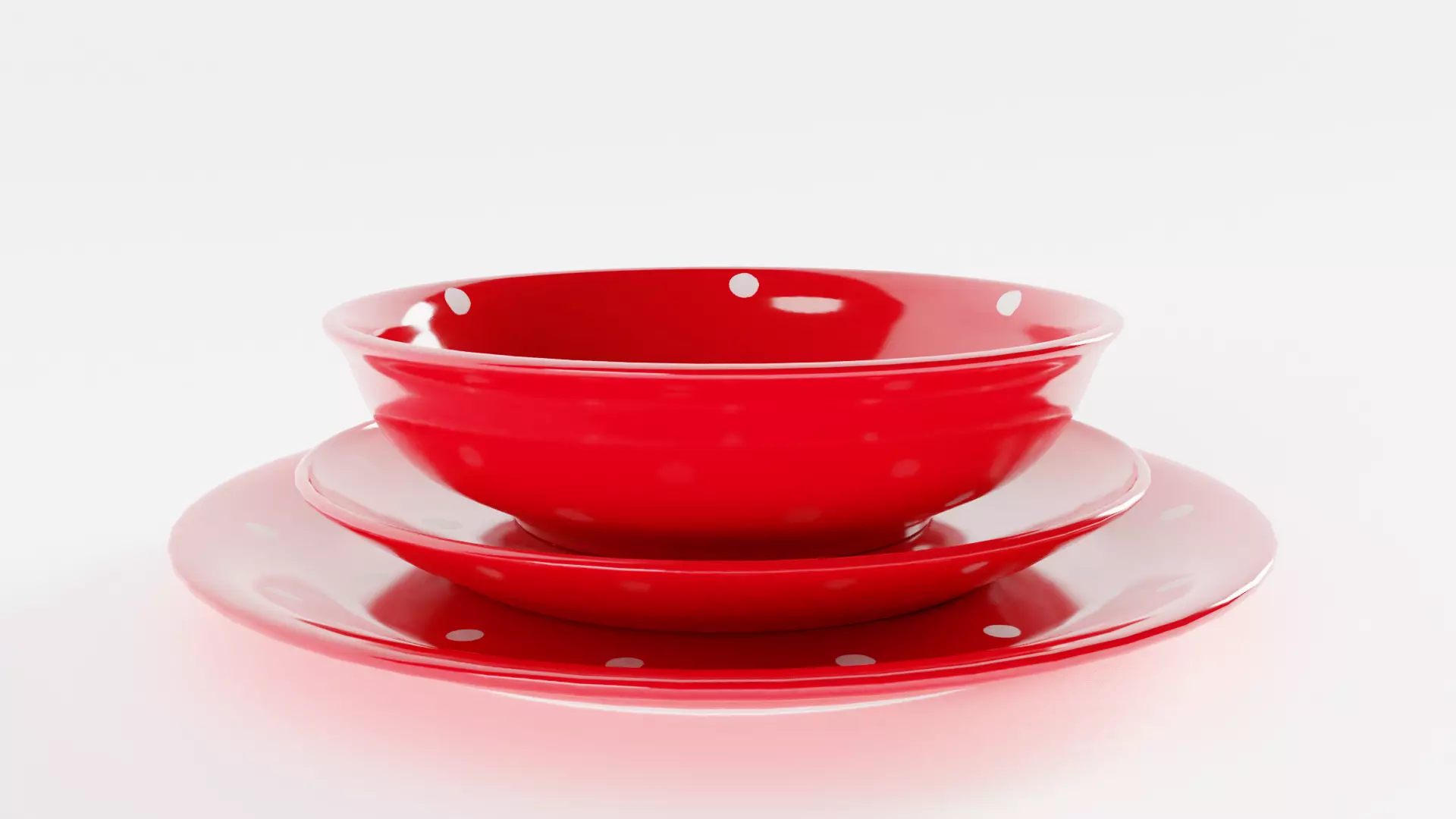 Polka Dot Bowl and Plates 3D model_0