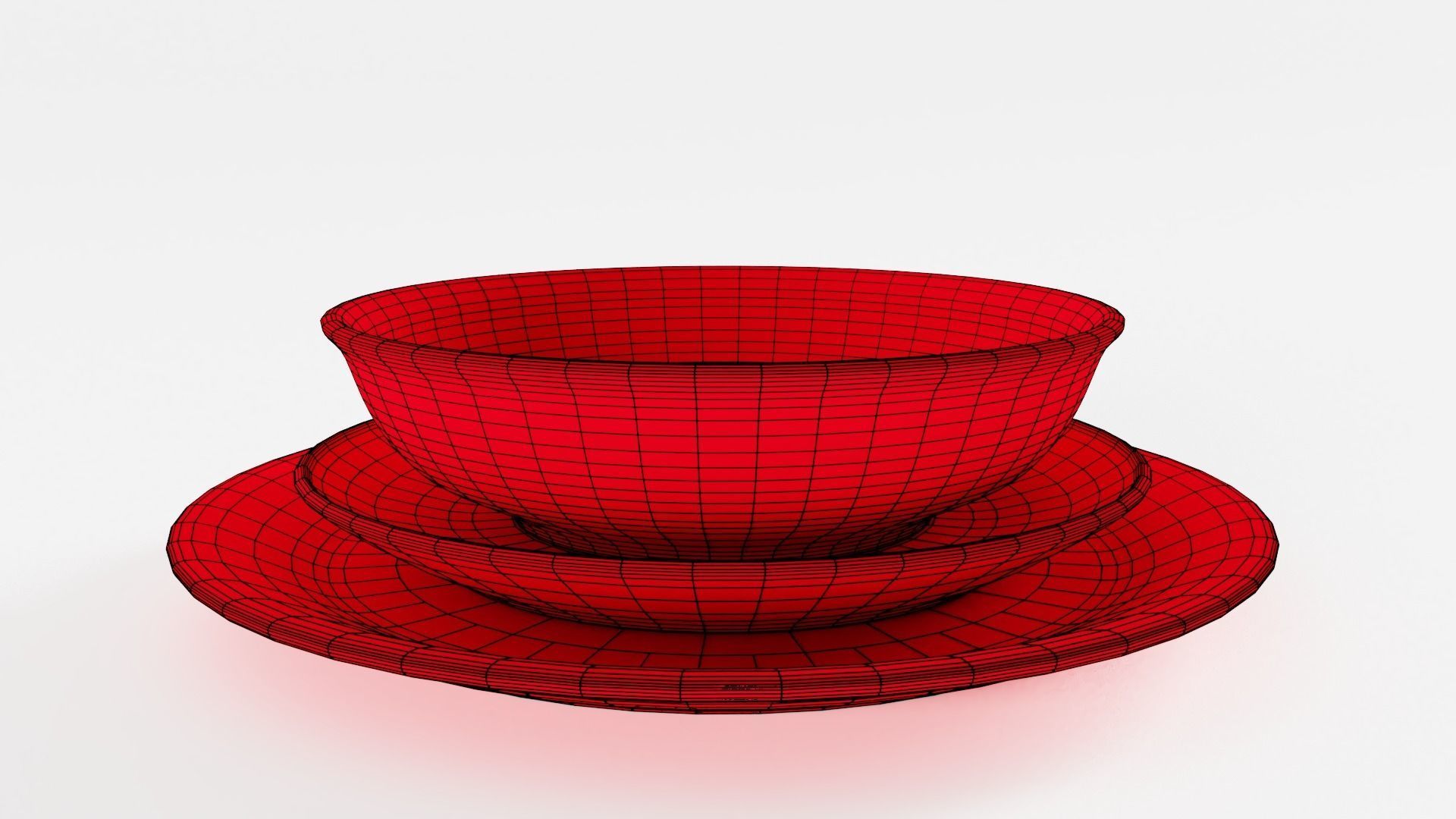 Polka Dot Bowl and Plates 3D model_4