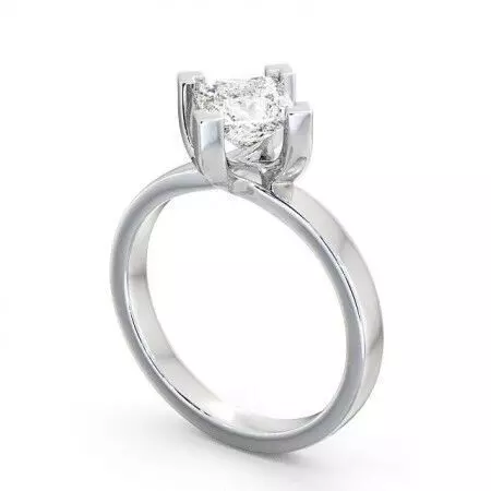 stl file engagement ring with princess cut diamond 3D print model_0