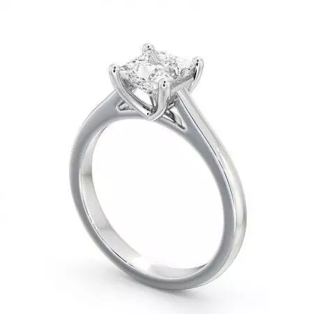 stl file engagement ring with princess cut diamond 3D print model_0