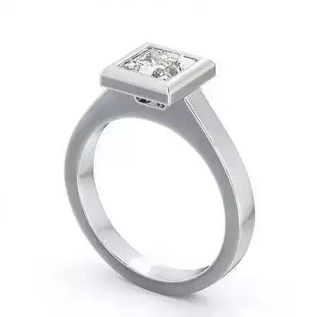 stl file engagement ring with princess cut diamond