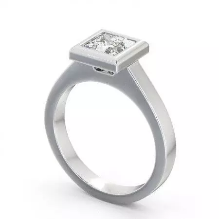 stl file engagement ring with princess cut diamond 3D print model_0