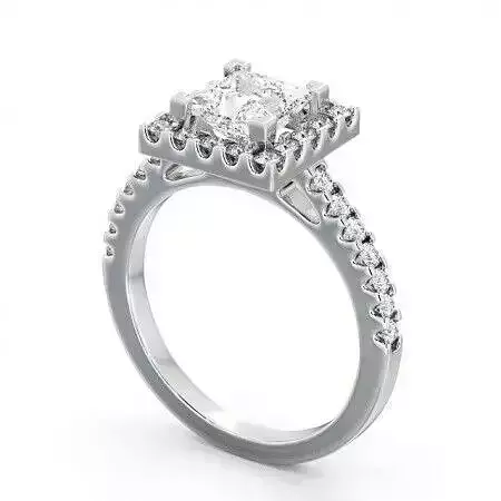 stl file princess cut diamond halo engagement ring