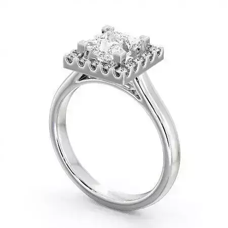 stl file engagement ring with princess cut diamond