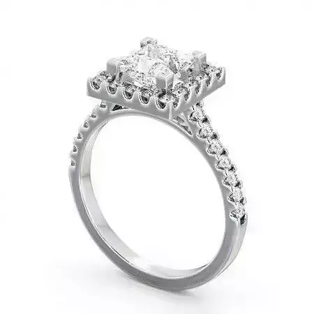stl file engagement ring with princess cut diamonds