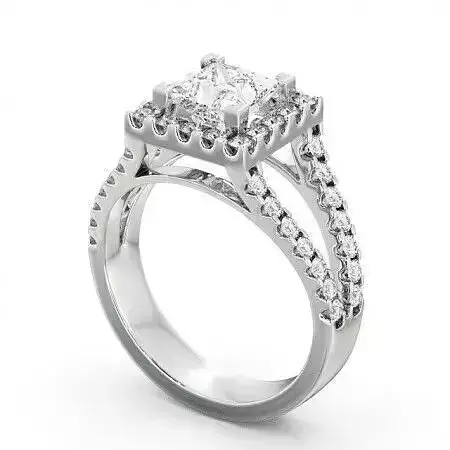 stl file engagement ring with princess cut diamonds