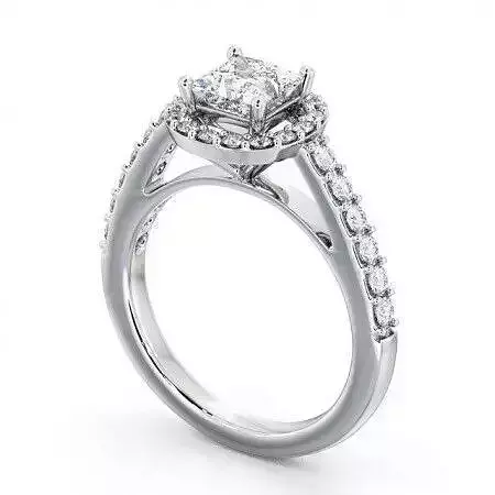 stl file princess cut diamond halo engagement ring